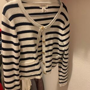 GAP Navy and White Striped Cardigan